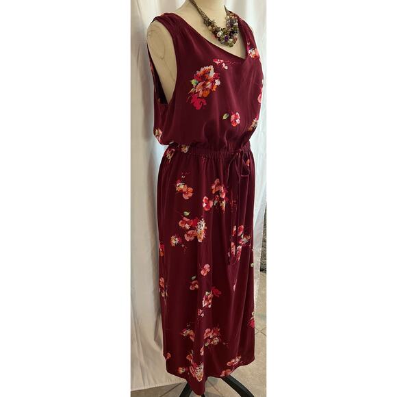 Apt. 9 Women's Challis Maxi Side Slits Maroon Floral Dress Size L - Picture 3 of 10